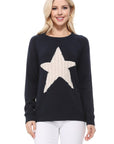 Cute Star Jacquard Round Neck Pullover Sweater