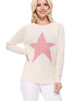 Cute Star Jacquard Round Neck Pullover Sweater