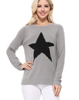 Cute Star Jacquard Round Neck Pullover Sweater