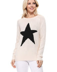 Cute Star Jacquard Round Neck Pullover Sweater