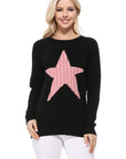 Cute Star Jacquard Round Neck Pullover Sweater