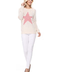 Cute Star Jacquard Round Neck Pullover Sweater