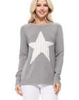 Cute Star Jacquard Round Neck Pullover Sweater