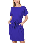 Zenana Brushed Tie-Belt Dress - My Pampered Life Seattle