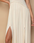 POL Sleeveless Back Zipper Front Slit Maxi Dress