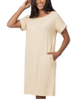 Zenana Rolled Short Sleeve Dress in Rose - My Pampered Life Seattle