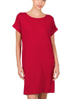 Zenana Rolled Short Sleeve Dress in Rose - Online Only