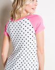 e Luna PLUS Polka Dot Mix Baseball Top