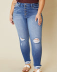 Plus Kan Can USA High Rise Button Fly Ankle Skinny