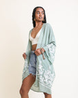 Embroidered Floral Vine Lightweight Kimono