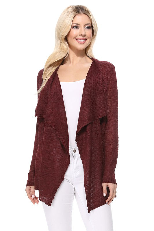 Draped Collar, Drape Front Sweater Cardigan