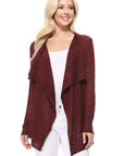 Draped Collar, Drape Front Sweater Cardigan