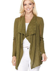 Draped Collar, Drape Front Sweater Cardigan