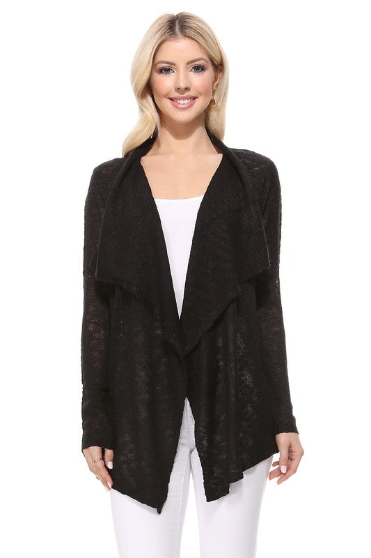 Draped Collar, Drape Front Sweater Cardigan