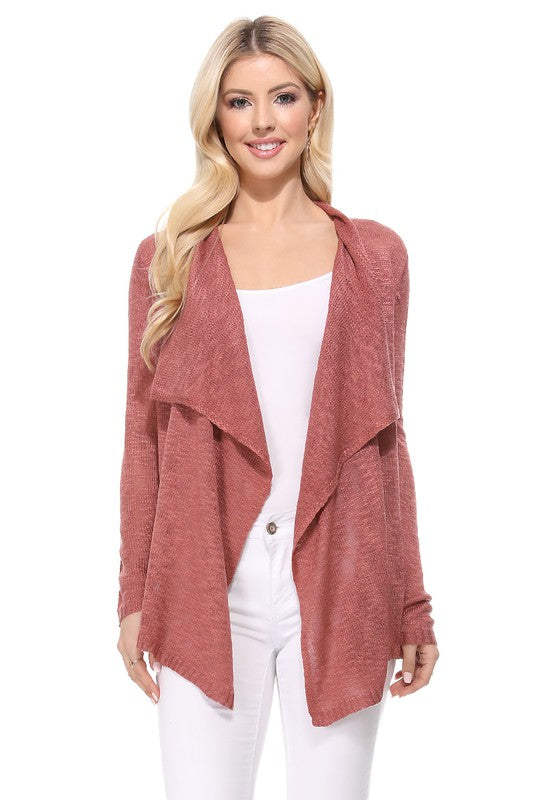 Draped Collar, Drape Front Sweater Cardigan