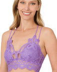 Zenana Crochet Lace Bralette With Removable Pads Blush or Lavender - My Pampered Life Seattle