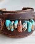 Dusty Leather Cuff with Turquoise Regalite Chunks