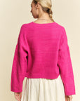 Davi & Dani Diamond Cable Pattern Drop Shoulder Sweater