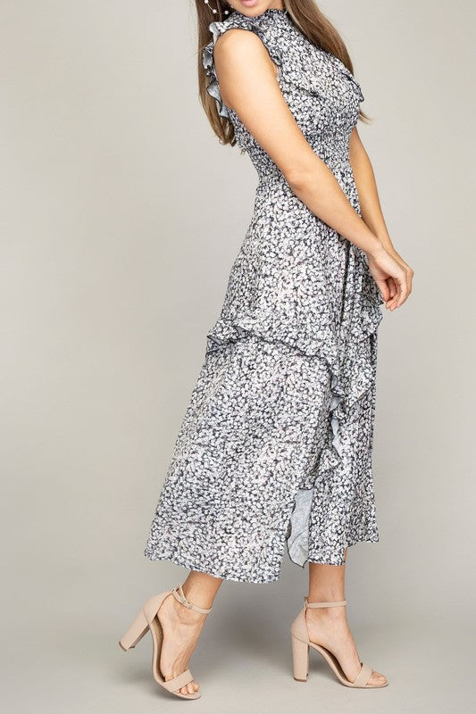 Tiered Maxi Dress with Ruffle Trim - Online Only