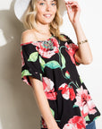 e Luna Floral One Shoulder Boxy Top