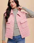 Annie Wear Texture Quilted Snap Down Vest Coat