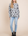 BOMBOM Leopard Drop Shoulder T-Shirt