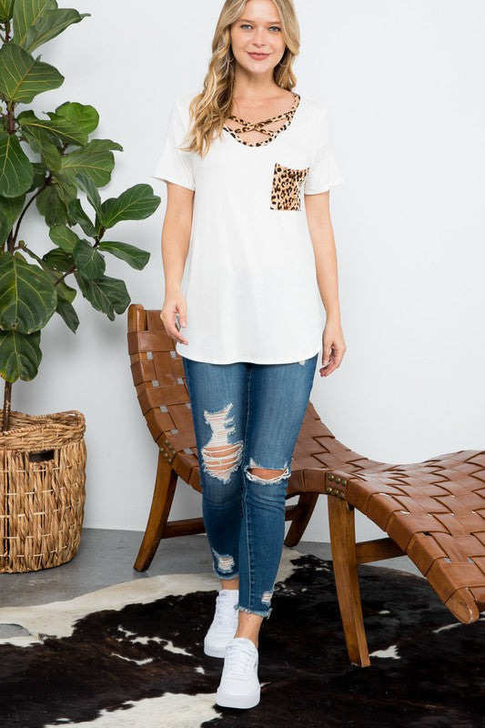 e Luna Animal Print Basic Top