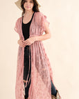 Chiffon Embroidery Lace Kimono Duster Cardigan