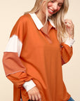 Haptics Color Block Exposed Seam Long Sleeve Top