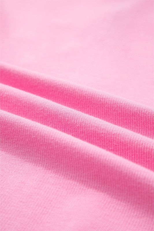 Solid Ribbed Zip-Up Drawstring Hooded Jacket in Pink