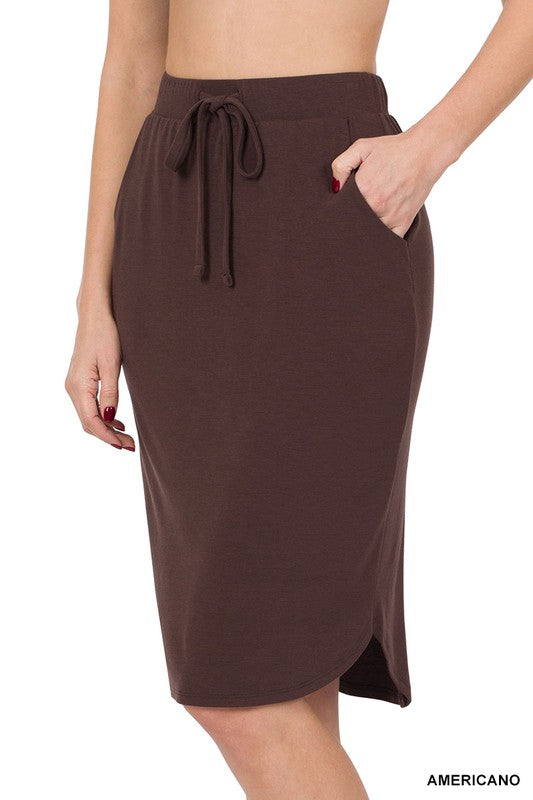 Zenana Self Tie Tulip Hem Skirt with Pockets - Online Only