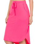 Zenana Self Tie Tulip Hem Skirt with Pockets - Online Only