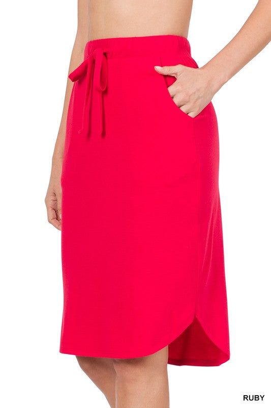 Zenana Self Tie Tulip Hem Skirt with Pockets