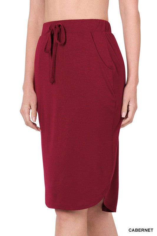 Zenana Self Tie Tulip Hem Skirt with Pockets - Online Only