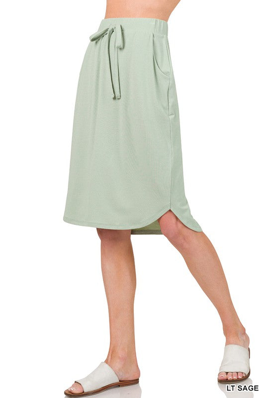 Zenana Self Tie Tulip Hem Skirt with Pockets