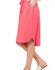 Zenana Self Tie Tulip Hem Skirt with Pockets - Online Only