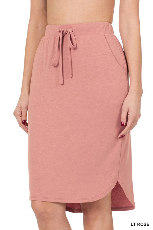 Zenana Self Tie Tulip Hem Skirt with Pockets - Online Only