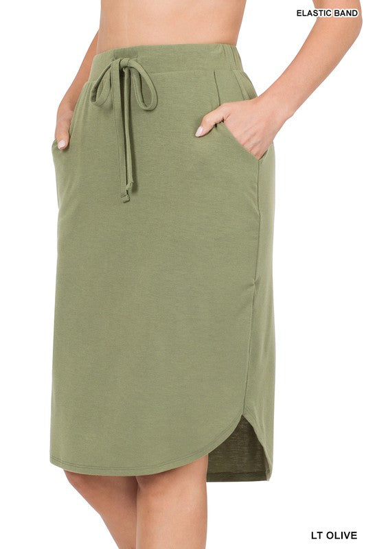 Zenana Self Tie Tulip Hem Skirt with Pockets - Online Only