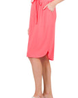 Zenana Self Tie Tulip Hem Skirt with Pockets - Online Only