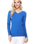 Women's Long Sleeve V-Neck Pulll Over Sweater Top - Online Only