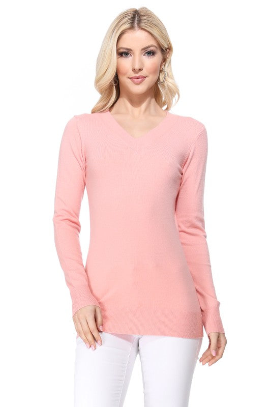 Women&#39;s Long Sleeve V-Neck Pulll Over Sweater Top - Online Only