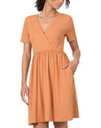 Zenana Brushed Butter Soft Surplice Dress - Online Only