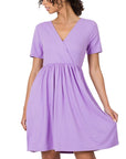 Zenana Brushed Butter Soft Surplice Dress - My Pampered Life Seattle