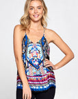 Renee C. Boho Border Print Sleeveless Top