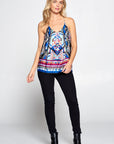 Renee C. Boho Border Print Sleeveless Top