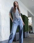 Artemis Vintage |Adjustable Strap Waistband Barrel Jeans