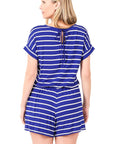 Zenana Striped Romper with Pockets - Online Only