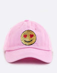 2 Tone Sequins Emoji Patch Cap