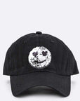 2 Tone Sequins Emoji Patch Cap