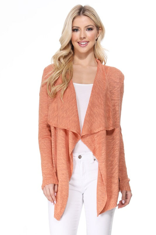 Draped Collar, Drape Front Sweater Cardigan